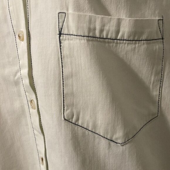 Sandrine Rose Women's Dust White Mandarin Collar Button Shirt Size S - Picture 9 of 10